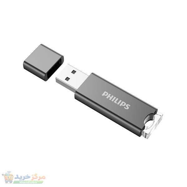فلش مموری فیلیپس FM10UA ظرفیت 32 گیگابایت با رابط USB 2.0، سازگار با ویندوز، مک و لینوکس، سرعت خواندن 30 مگابایت بر ثانیه، سرعت نوشتن 15 مگابایت بر ثانیه، ضد خش و ضد اثر انگشت