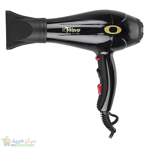 سشوار حرفه‌ای 2100 وات پروویو مدل PW-3104، موتور AC، المنت سرامیک، دارای سری دیسپانسر، متمرکز‌کننده پهن با ویژگی فرکنندگی، صاف‌کنندگی، حجم‌دهندگی، با قابلیت باد سرد، فناوری تولید یون