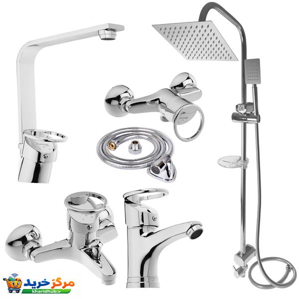 ست شیرآلات شیرآلات بهداشتی و ساختمانی توفیق مدل تنسو النگویی مجموعه 6 عددی