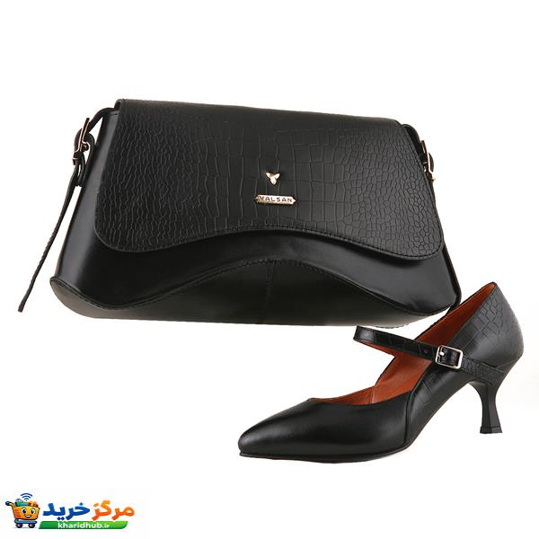 ست کیف و کفش پاشنه‌دار زنانه چرم یلسان مدل آیریا کد OLOVIYA-PRM-930-msk