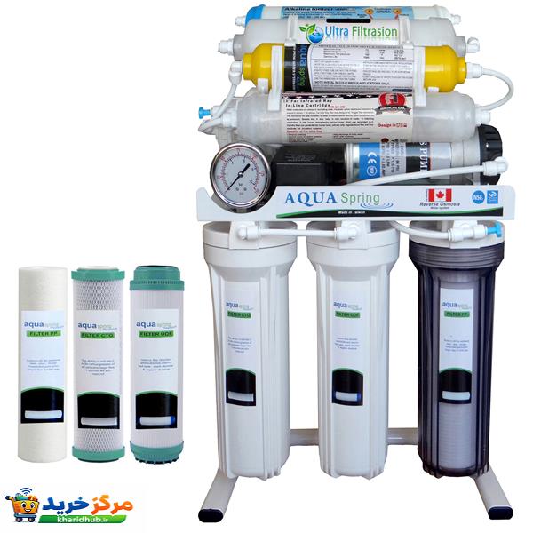 دستگاه تصفیه کننده آب آکوآ اسپرینگ مدل NF3800 به همراه فیلتر تصفیه آب مدل 01 مجموعه 3 عددی