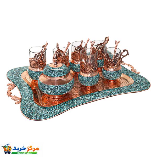 سرویس 14 پارچه چای خوری فیروزه کوبی مدل شاهپسند کد HQ6040nobx