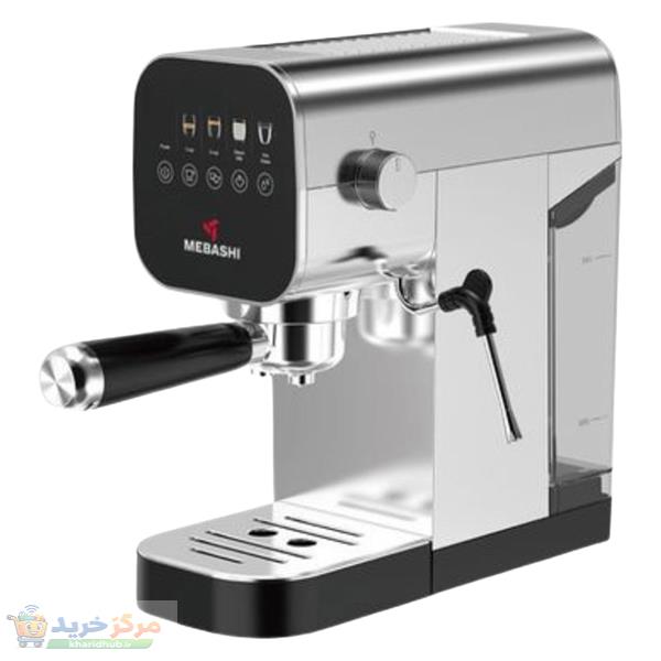 اسپرسو ساز خانگی 0.9 لیتری مباشی مدل ME-ECM2112، نیمه اتوماتیک با مصرف پودر قهوه، مناسب تهیه اسپرسو، کاپوچینو و کافه لاته، دارای یک عدد نازل قهوه، تنظیم میزان بخاردهی