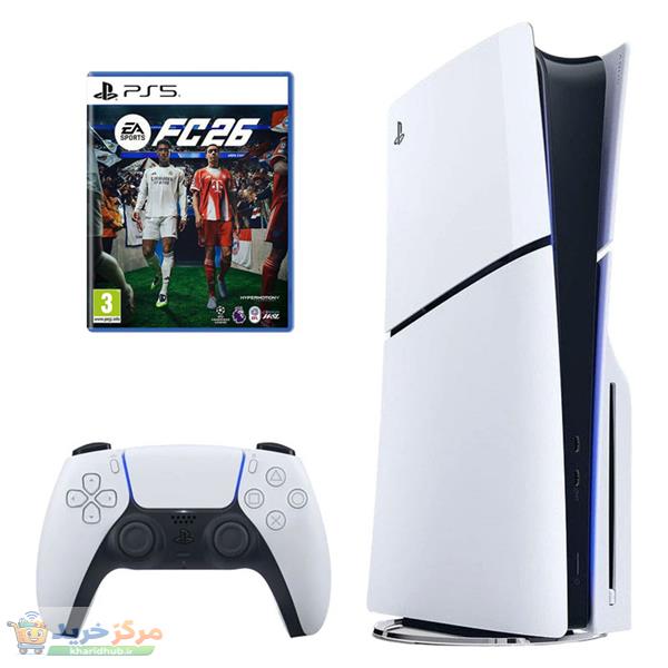 کنسول بازی سونی مدل PlayStation 5 Slim ریجن اروپا سری 2016A نسخه دیسک‌خور ظرفیت یک ترابایت به همراه بازی EA SPORTS FC 26