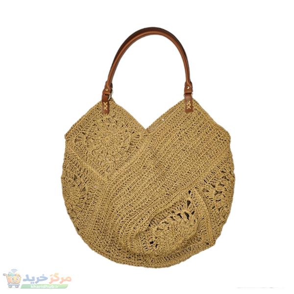 کیف بافتنی مدل ساحلی طرح لاله موتیف کد 325