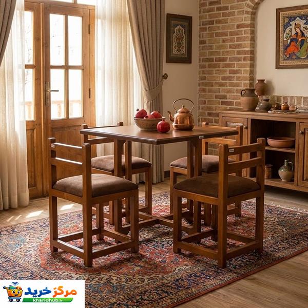 میز و صندلی ناهارخوری 4 نفره گالری چوب آشنایی مدل Ro-006