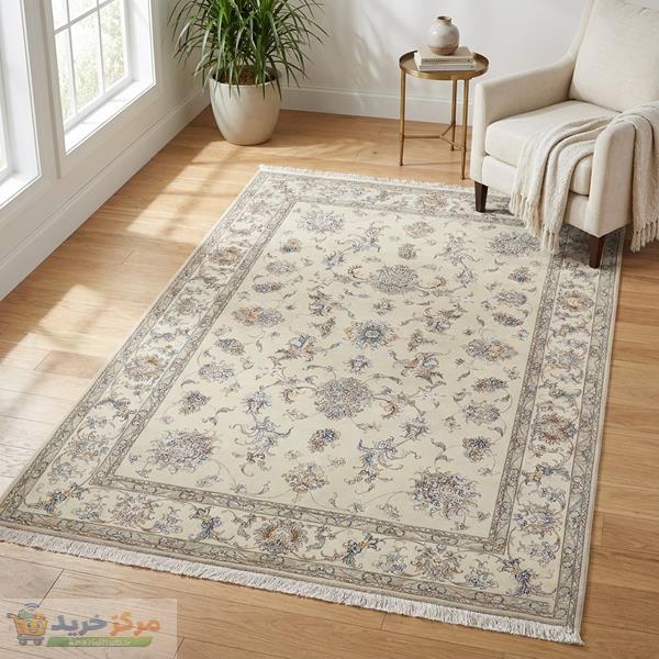 فرش ماشینی زانیس مدل سنتی طرح اصفهان زمینه کرم