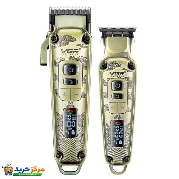 ماشین اصلاح موی سر و صورت وی جی ار مدل V-643+5Vadapter مجموعه دو عددی