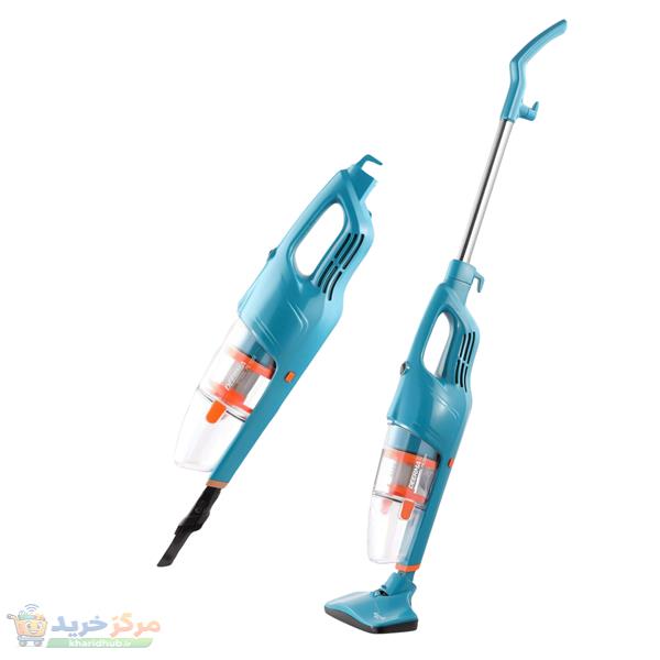جاروبرقی عصایی درما مدل DX900 با قدرت موتور 600 وات، طراحی جمع و جور، وزن 1850 گرم و سه سری مکش مختلف برای تمیزکاری فرش، کف و گوشه‌های باریک