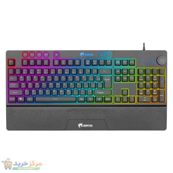 کیبورد مخصوص بازی گرین مدل GK703-RGBسوییچ ممبران ، Full Size، نورپردازی RGB