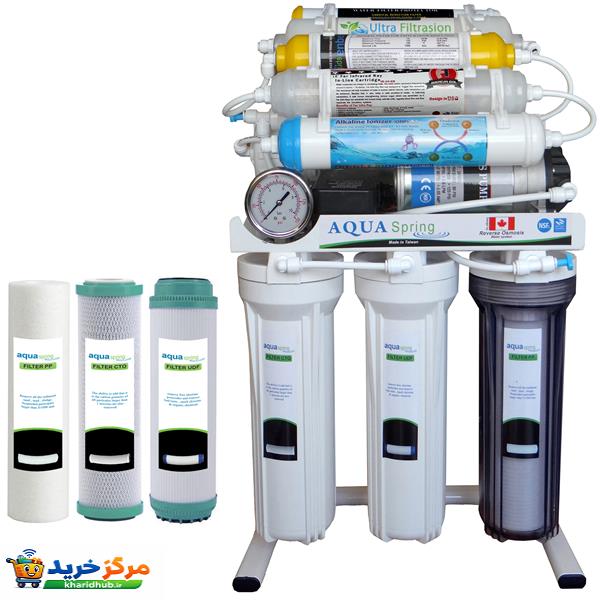 دستگاه تصفیه کننده آب آکوآ اسپرینگ مدل RO - NF2800 به همراه فیلتر مجموعه 3 عددی
