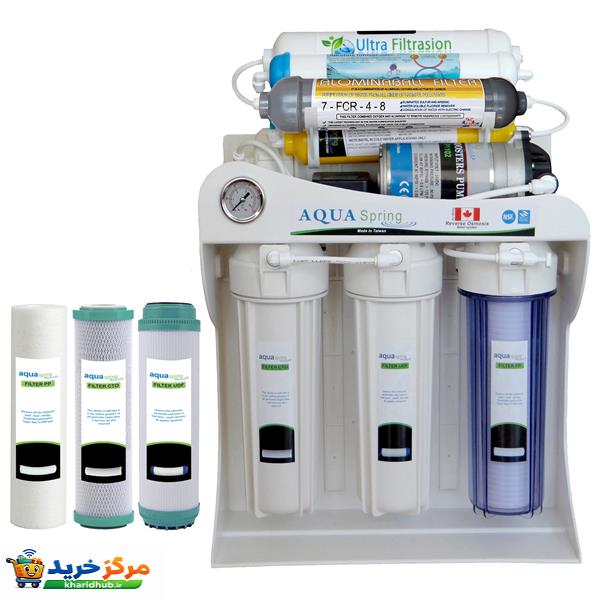 دستگاه تصفیه کننده آب آکوآ اسپرینگ مدل RO-SF5660 به همراه فیلتر تصفیه آب مجموعه 3 عددی
