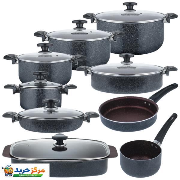 سرویس قابلمه و تابه گرانیتی 16 پارچه کلین مدل C16