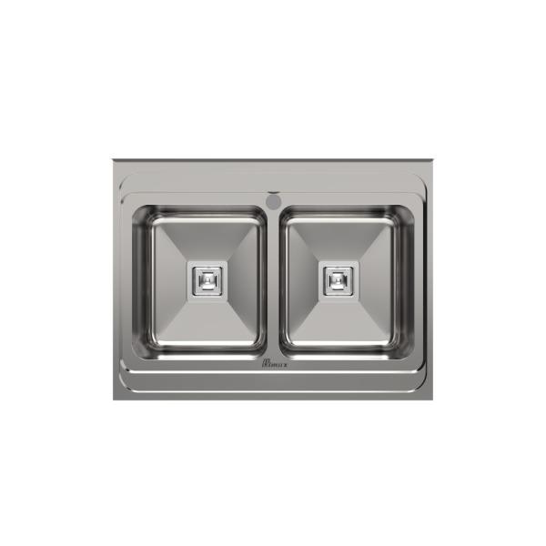 سینک ظرفشویی استیل روکار دو لگنه بیمکث مدل 935