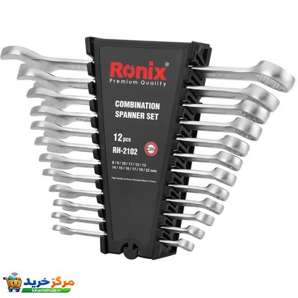 آچار یک سر تخت یک سر رینگ رونیکس مدل RH-2102 مجموعه 12 عددی