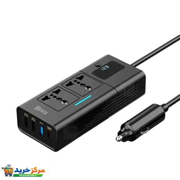 مبدل برق و اینورتر فندکی و چند راهی برق خودرو بیوا مدل NBQ-101 ظرفیت 200 وات