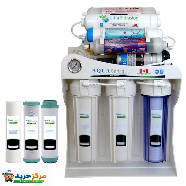 دستگاه تصفیه کننده آب آکوآ اسپرینگ مدل UF - SF4150 به همراه فیلتر مجموعه 3 عددی