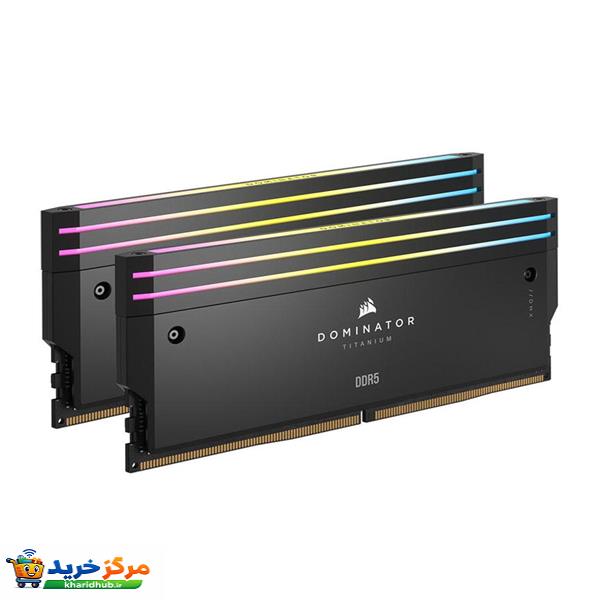 رم دسکتاپ کورسیر DOMINATOR TITANIUM DDR5 دو کاناله 96 گیگابایت 6600 مگاهرتز CL40 با هیت سینک آلومینیومی و نورپردازی قابل شخصی‌سازی و پشتیبانی از XMP 3.0