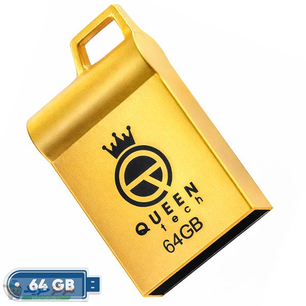 فلش مموری کوئین تک Marvel ظرفیت 64 گیگابایت، رابط USB 2.0، بدنه فلزی مقاوم ضد آب و ضد شوک، طراحی فشرده و بند دار، سرعت انتقال 30 مگابایت بر ثانیه، سازگار با کامپیوتر، لپ‌تاپ، تبلت و گوشی موبایل