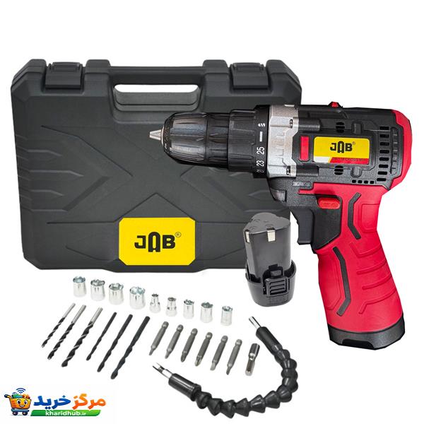 دریل پیچ گوشتی شارژی 10 میلی متری 128 ولت جاب مدل JB-128 POWEER X مجموعه 45 عددی
