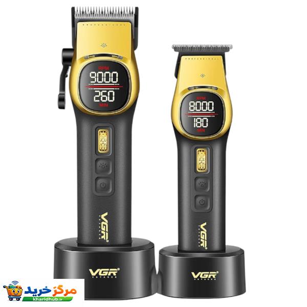 ماشین اصلاح موی سر و صورت شارژی وی جی ار مدل V-885 S2 مجموعه 2 عددی