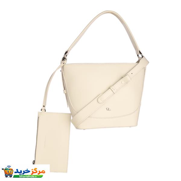 کیف دستی زنانه چرم مشهد مدل S5301-092 به همراه کیف لوازم آرایش