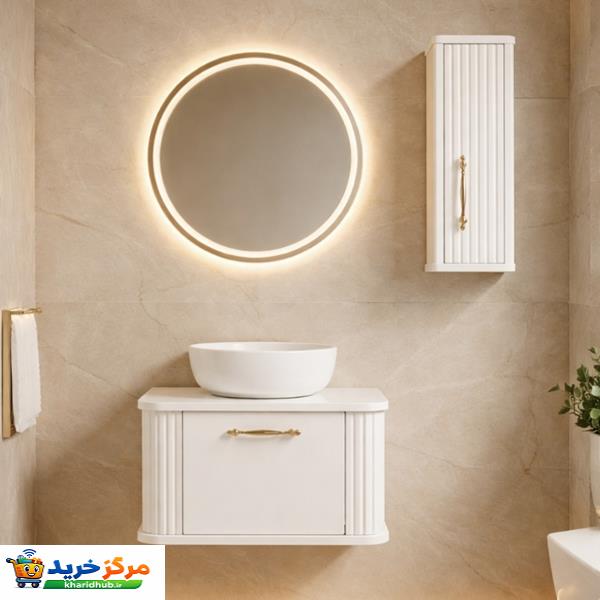 ست کابینت و روشویی دیواری مدل فلور به همراه آینه