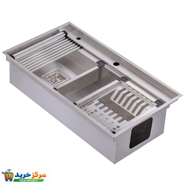 سینک ظرفشویی استیل توکار دو لگنه مدل بنتو C90