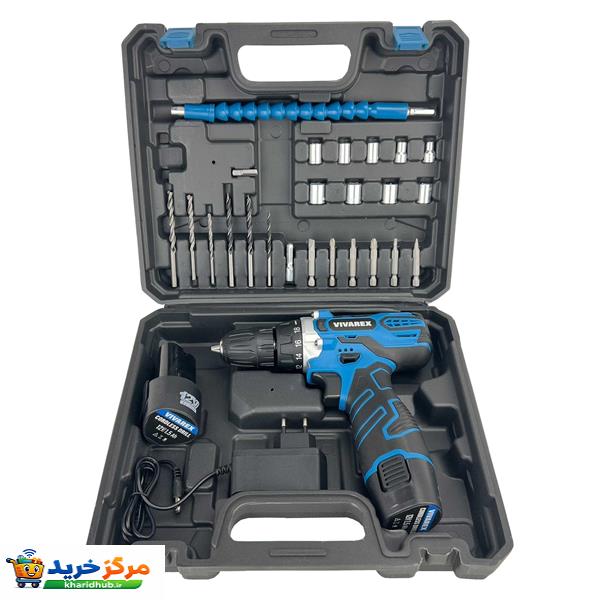 دریل پیچ گوشتی شارژی ویوارکس مدل VR12V-2A-BLUE مجموعه 28 عددی