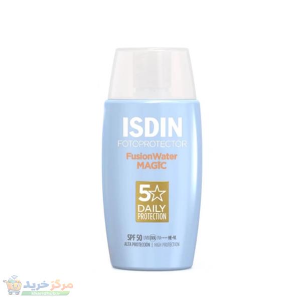 کرم ضد آفتاب بدون رنگ ایزدین SPF 50 مدل magic مناسب برای انواع پوست حجم 50 میلی‌لیتر
