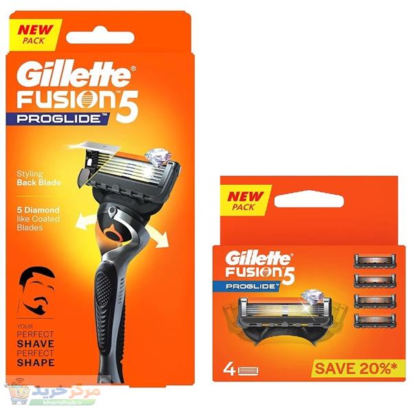 خود تراش ژیلت مدل FUSION 5 PROGLIDE FLEXBALL به همراه تیغ یدک بسته 4 عددی