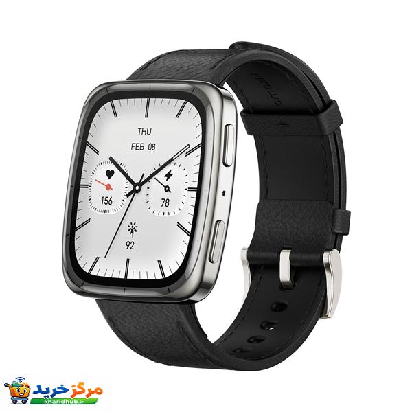 ساعت هوشمند 43 میلی متری امیزفیت مدل Active 2 Square با بند چرمی