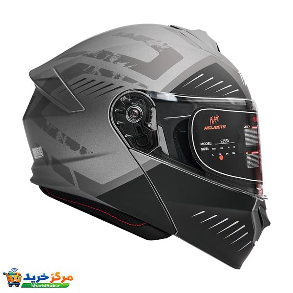 کلاه کاسکت فک متحرک فلش مدل 935sv black-gray