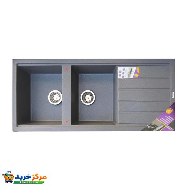 سینک ظرفشویی گرانیت توکار دو لگنه پارادایز مدل Deniz-206-Tos