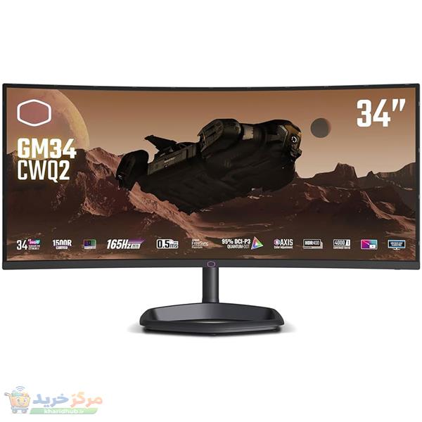 مانیتور خمیده گیمینگ کولر مستر مدل GM34-CWQ2 سایز 34 اینچ، رزولوشن QHD-2K، پنل VA، نرخ بروزرسانی تصویر 165 هرتز، نسبت تصویر 21:09-Ultra Wide ، دو پورت HDMI و یک پورت DisplayPort