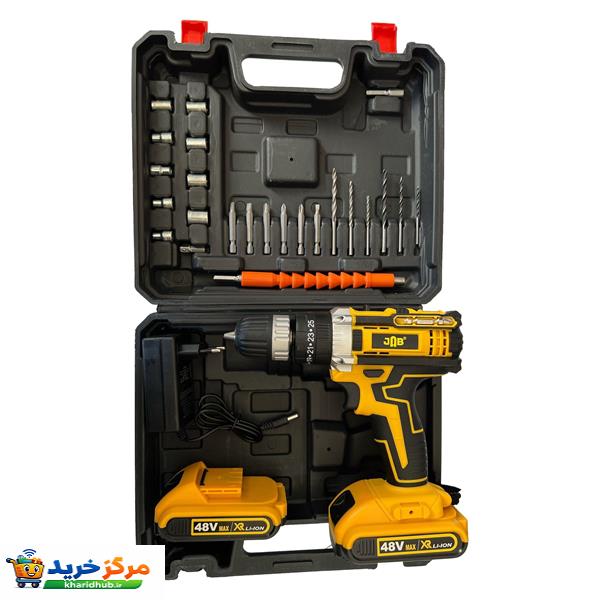 دریل پیچ گوشتی شارژی چکشی جاب مدل JB-4890 P مجموعه 30 عددی