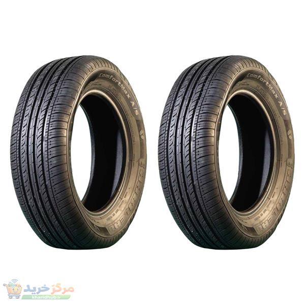 لاستیک خودرو رادیال هابیلد مدل H202 با کاربری سواری و سایز رینگ 15 اینچ، فاق 65 درصد پهنا و پهنای 185 میلی‌متر، شاخص تحمل وزن 88 و شاخص سرعت H (حداکثر سرعت 210 کیلومتر بر ساعت)، ساخت چین، دارای تایر تیوبلس، 2 حلقه