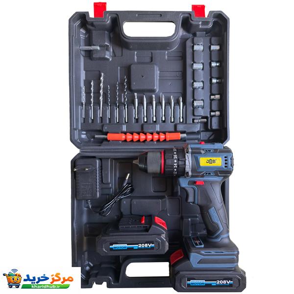 دریل پیچ گوشتی چکشی شارژی سه نظام 10 میلی متری ۲۱۸ ولت جاب مدل JB-COMFORT 218 مجموعه ۴۰عددی