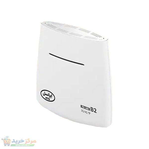 مودم رومیزی سیم‌کارت خور 3G/4G ایرانسل مدل FD-i40 B2 با پشتیبانی همزمان چند دستگاه، اتصال اینترنت پرسرعت 4G، منبع تغذیه برق شهری و پورت USB، مناسب استفاده خانگی، اداری و گیمینگ