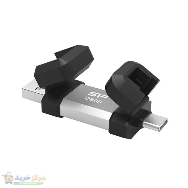فلش مموری OTG سیلیکون پاور مدل C51 ظرفیت 128 گیگابایت با رابط USB3.2 Type-A و Type-C، مقاوم در برابر ضربه، شوک و گرد و غبار، مناسب تلفن همراه و لپ‌تاپ