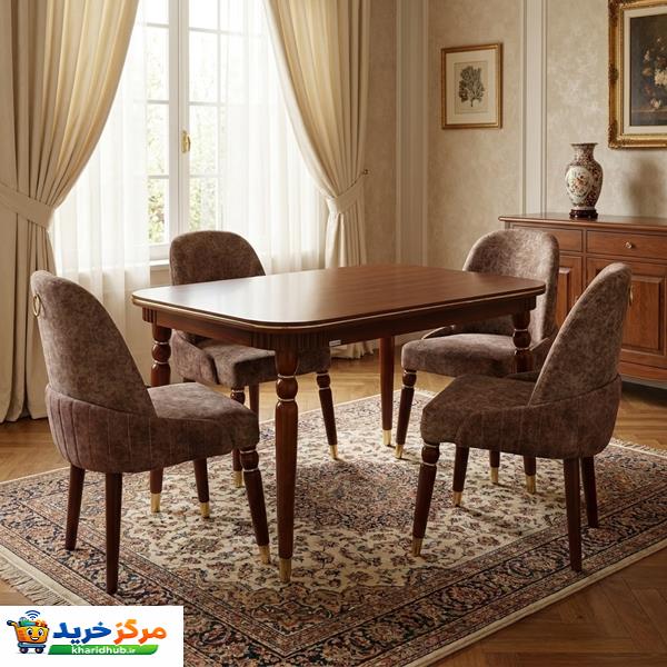 میز و صندلی ناهارخوری 4 نفره گالری چوب آشنایی مدل 867