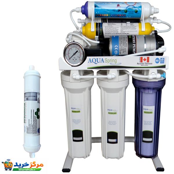 دستگاه تصفیه کننده آب آکوآ اسپرینگ مدل RO - S151 به همراه فیلتر یخچال ساید بای ساید