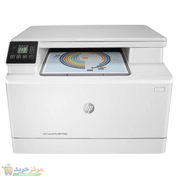 پرینتر اچ‌ پی رنگی سه کاره با چاپ لیزری مدل LaserJet Pro MFP M182n، سایز چاپ A4، قابلیت چاپ دو رو