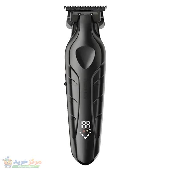 ماشین اصلاح موی سر و صورت کیمی مدل KM-2269 با تیغه کربن استیل، موتور 7000 دور در دقیقه، باتری 2000 میلی‌آمپر ساعت، نمایشگر شارژ و طراحی ارگونومیک
