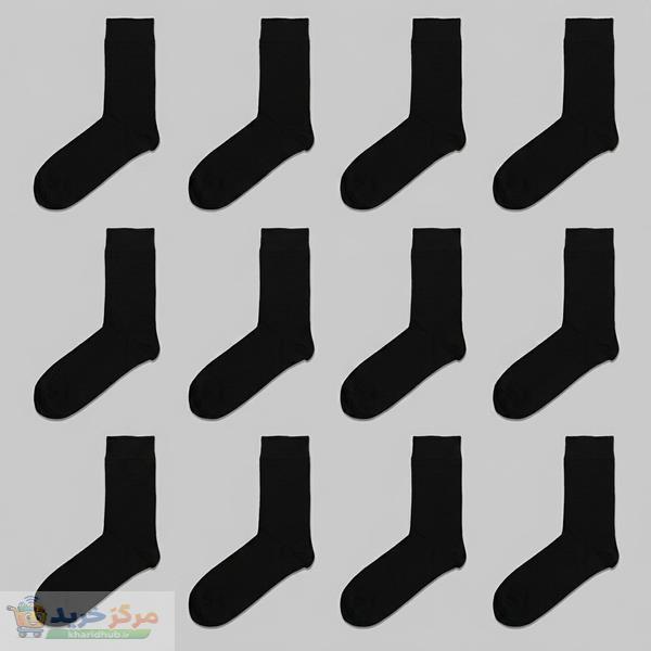 جوراب مردانه مشکی آریان نخ باف کد 51217 بسته 12جفتی پنجه گیری شده