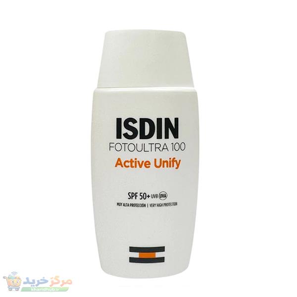 کرم ضدآفتاب بدون رنگ ایزدین SPF50 مدل FOTOULTRA 100 ACTIVE UNIFY ‌مناسب انواع پوست، حجم 50 میلی‌‌لیتر