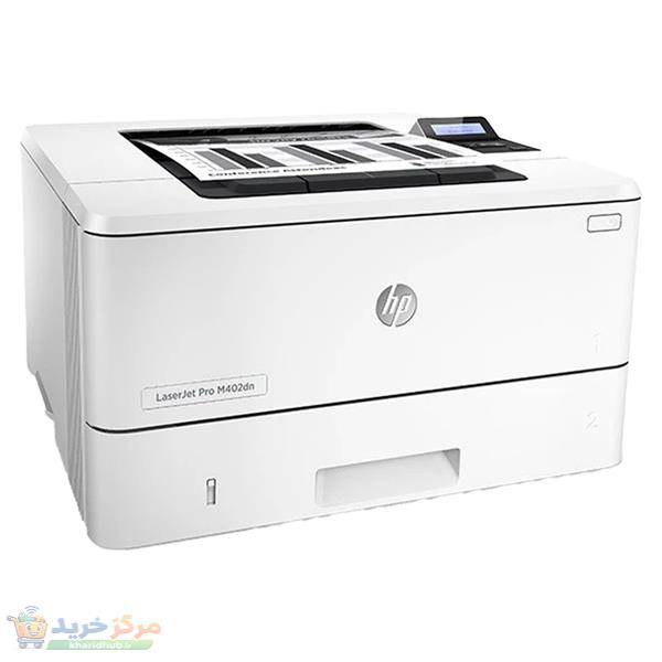 پرینتر اچ پی تک رنگ تک کاره با چاپ لیزری مدل LaserJet Pro M402dn، سایز چاپ A4، مجهز به چاپ دو روی خودکار، سرعت چاپ بالا