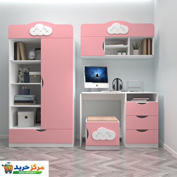 کمد کودک اعیان مدل FH765 به همراه میز تحریر و صندلی و کتابخانه