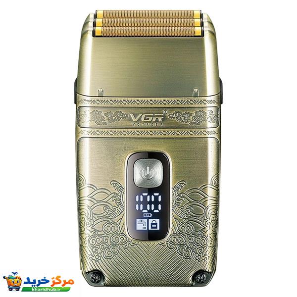 ماشین اصلاح موی صورت وی جی ار مدل V-335 با موتور 4500 دور در دقیقه، 3 تیغه فویلی، باتری 700 میلی‌آمپر ساعت، نمایشگر شارژ، طراحی ارگونومیک و مقاوم در برابر آب با قابلیت استفاده زیر دوش و شارژ USB