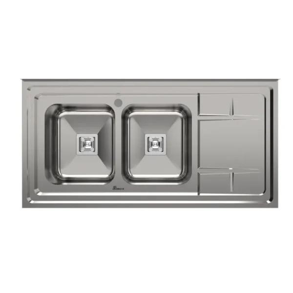 سینک ظرفشویی استیل روکار دو لگنه بیمکث مدل 926